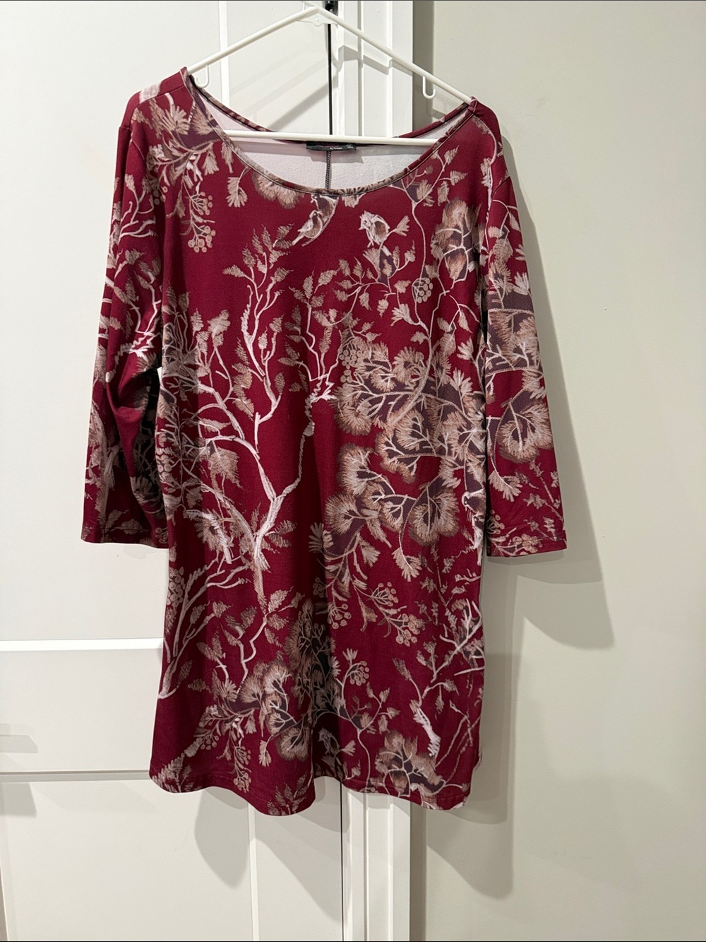Floral Midi Dress in Wine Red by